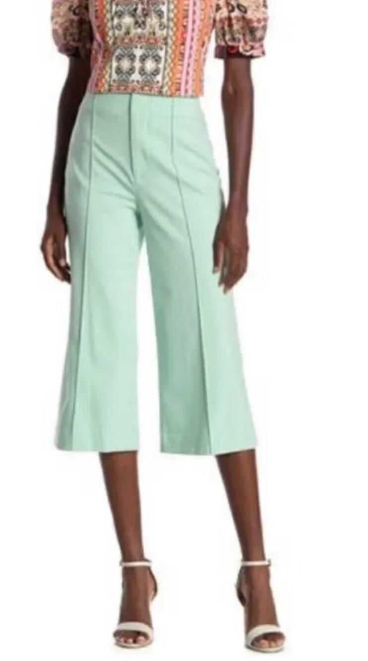 Alice and Olivia Dylan Wide Leg Cropped Pants in Pistachio size 2
